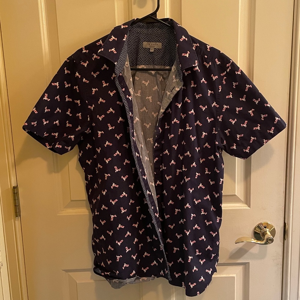 Ted Baker - Navy w/ pink hummingbirds - Size 5 Men
